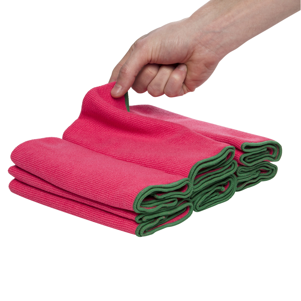 WypAll® Microfiber Cloths (83980), Red, Reusable, 4 Packs / Case, 6 Cloths / Bag (24 Cloths) - 991083980