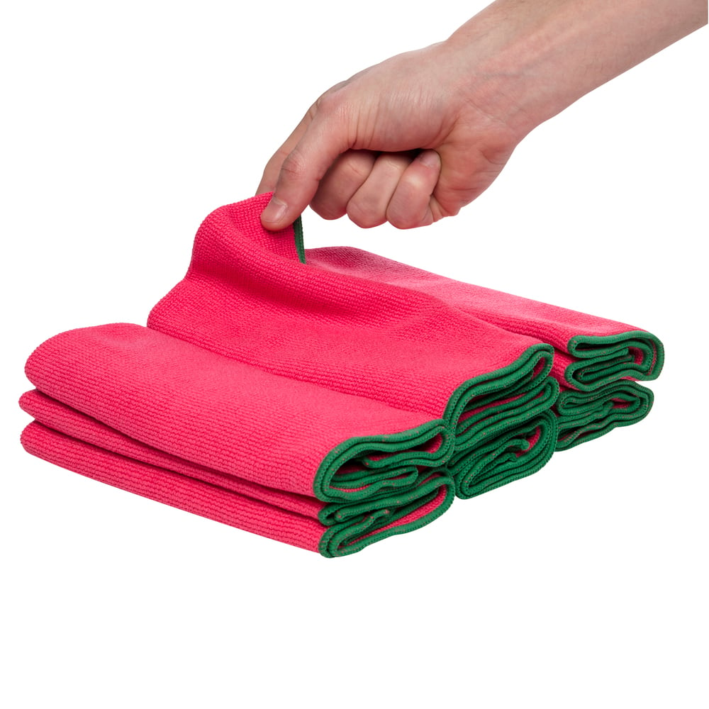 WYPALL® Microfibre Cloths (83980), Red Cleaning Cloths, 4 Packs / Case, 6 Cloths / Pack (24 Cloths) - 991083980