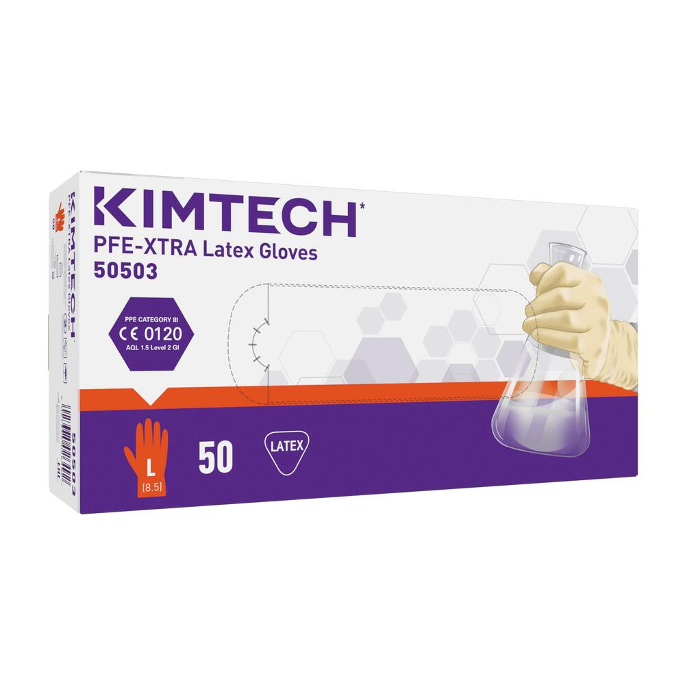 Kimtech™ PFE-Xtra Latex beidseitig tragbare Handschuhe 50503M – Weiß, L, 10x50 (500 Handschuhe) - 50503