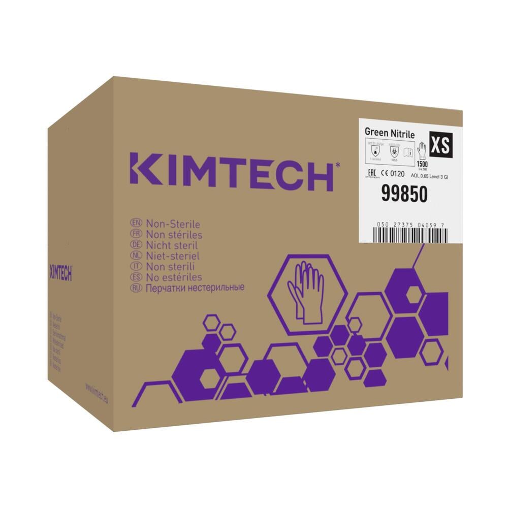 Kimtech™ Green Nitrile Ambidextrous Gloves 99850 - Green, XS, 6x250 (1,500 gloves) - 99850