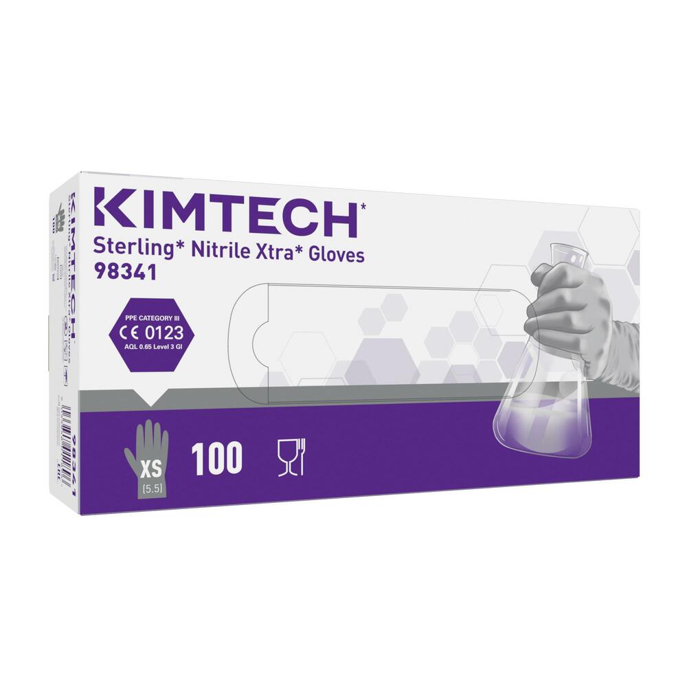 Gants ambidextres Kimtech™ Sterling™ Nitrile Xtra™ - 98341, gris, taille XS, 10 x 100 (1 000 gants) - 98341