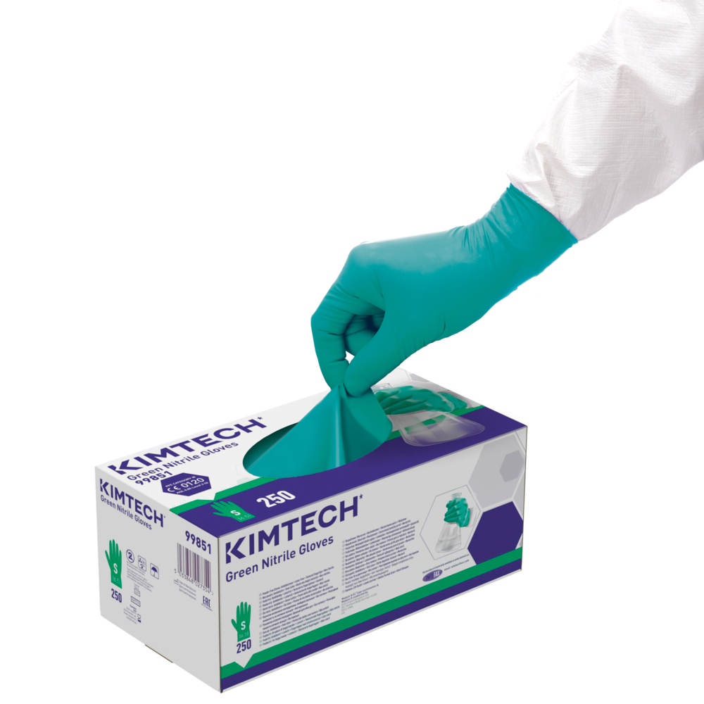 Gants ambidextres en nitrile vert Kimtech™ - 99851, vert, taille S, 6 x 250 (1 500 gants) - 99851
