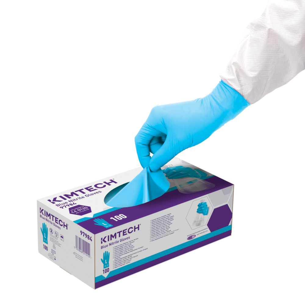 Gants ambidextres en nitrile bleu Kimtech™ - 97984, bleu, taille L, 10 x 100 (1 000 gants) - 97984