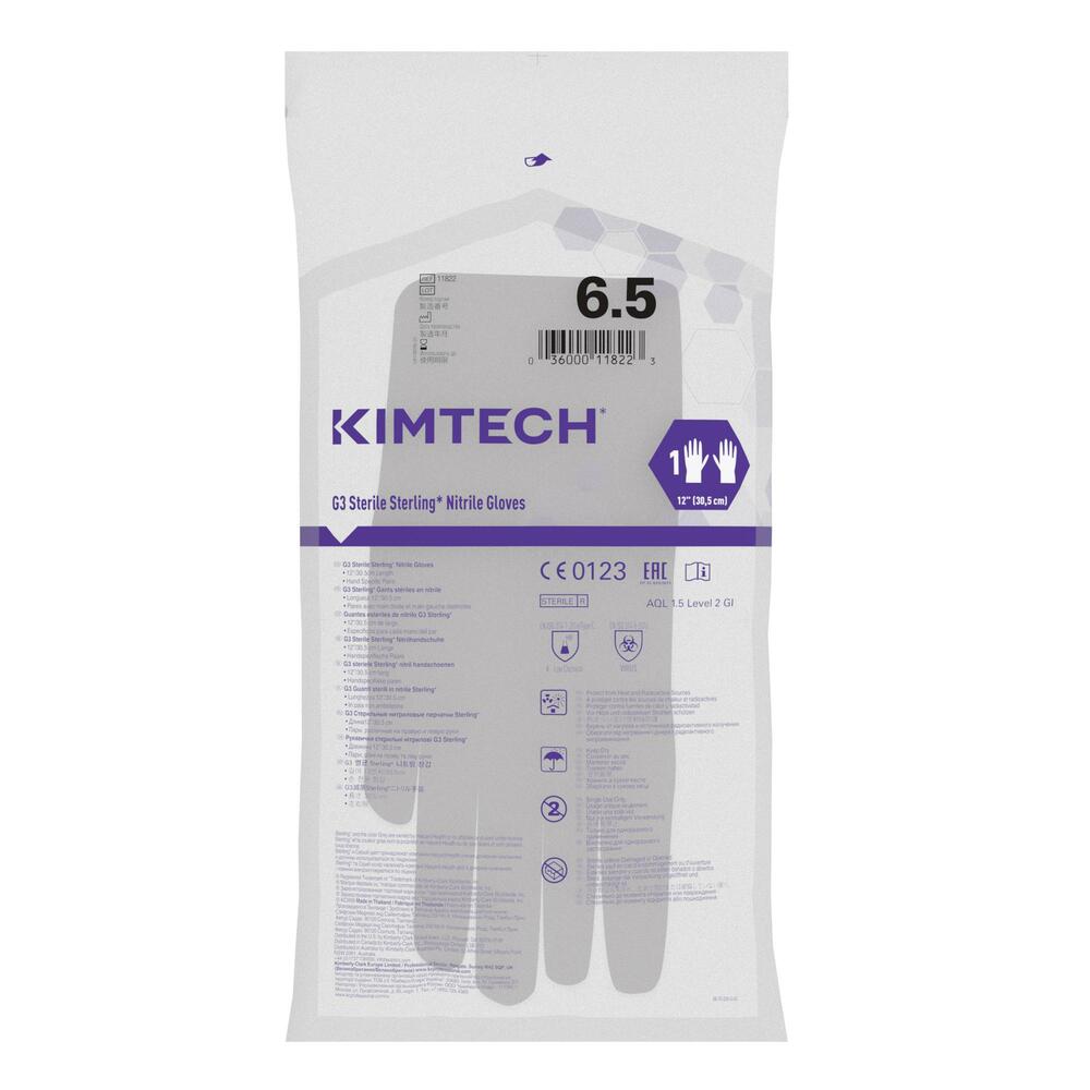 Gants de forme anatomique stériles en nitrile Kimtech™ G3 Sterling™ - 11822, gris, taille 6,5, 10 x 30 (300 gants), longueur 30,5 cm - 11822