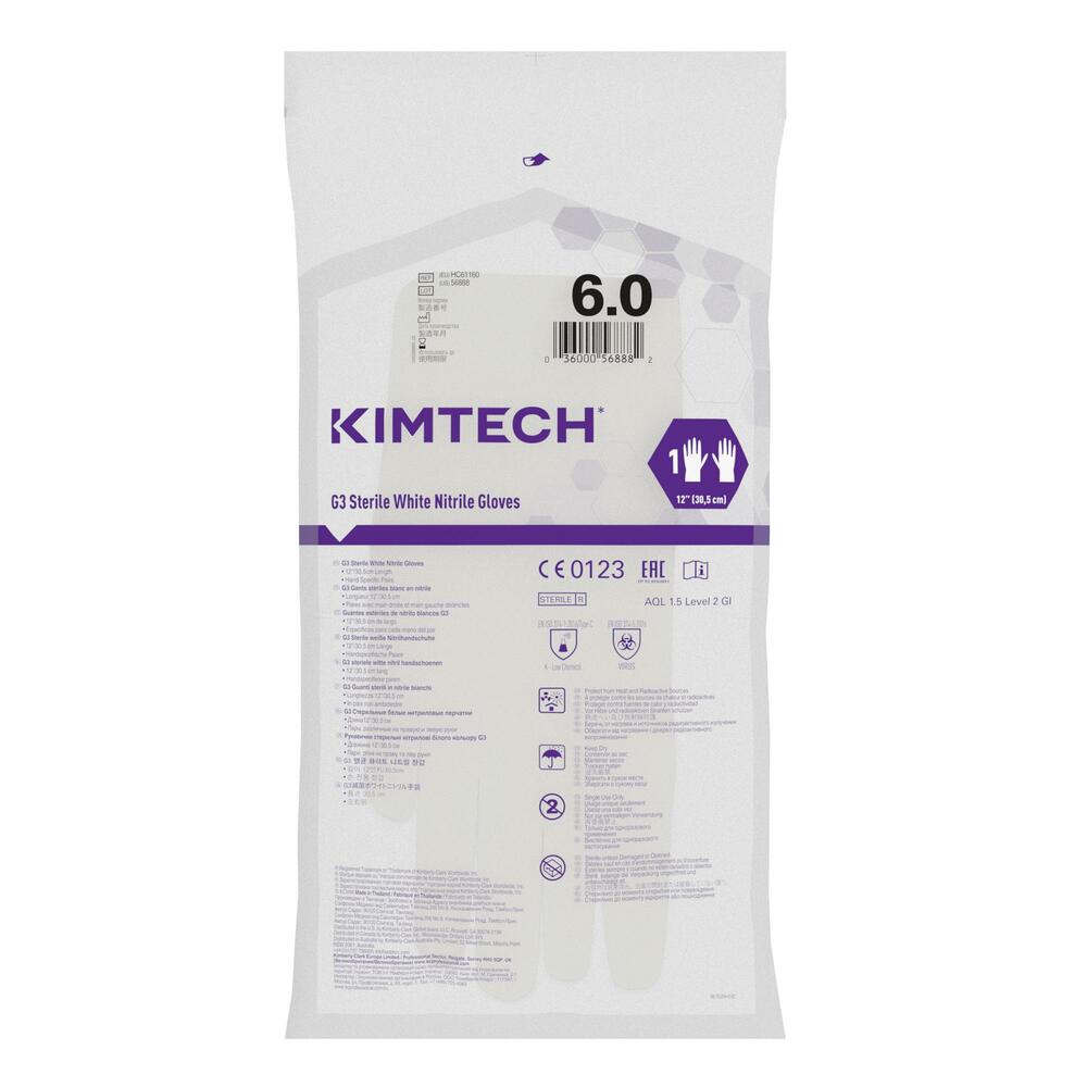 Kimtech™ G3 Guanti sterili in nitrile bianco specifici per mano HC61160 - Bianco, misura 6, 10x20 paia (400 guanti), lunghezza 30,5 cm - HC61160