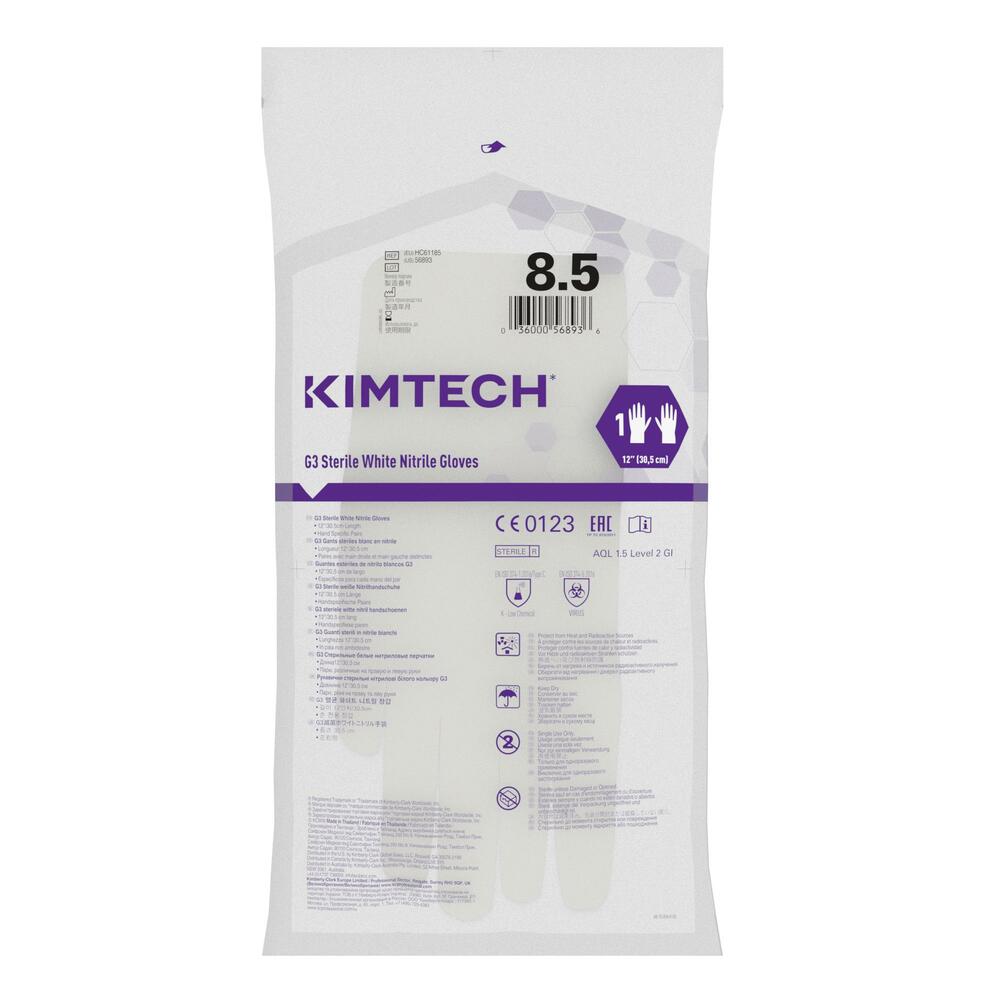 Kimtech™ G3 Sterile White handspezifische Nitrilhandschuhe HC61185 – Weiß, 8,5, 10x20 Paar (400 Handschuhe), Länge: 30,5 cm - HC61185