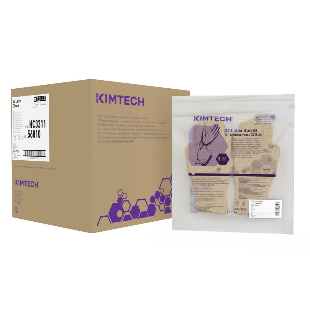 Kimtech™ G5 Latex Ambidextrous Gloves HC3311 - Natural, M, 10x100 (1,000 gloves), length 30.5 cm - HC3311