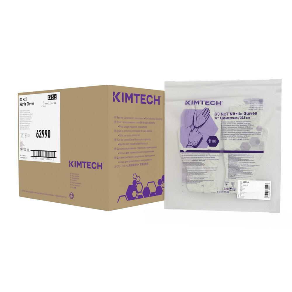 Gants ambidextres en nitrile Kimtech™ G3 NxT™ - 62990, blanc, taille XS, 10 x 100 (1 000 gants), longueur 30,5 cm - 62990