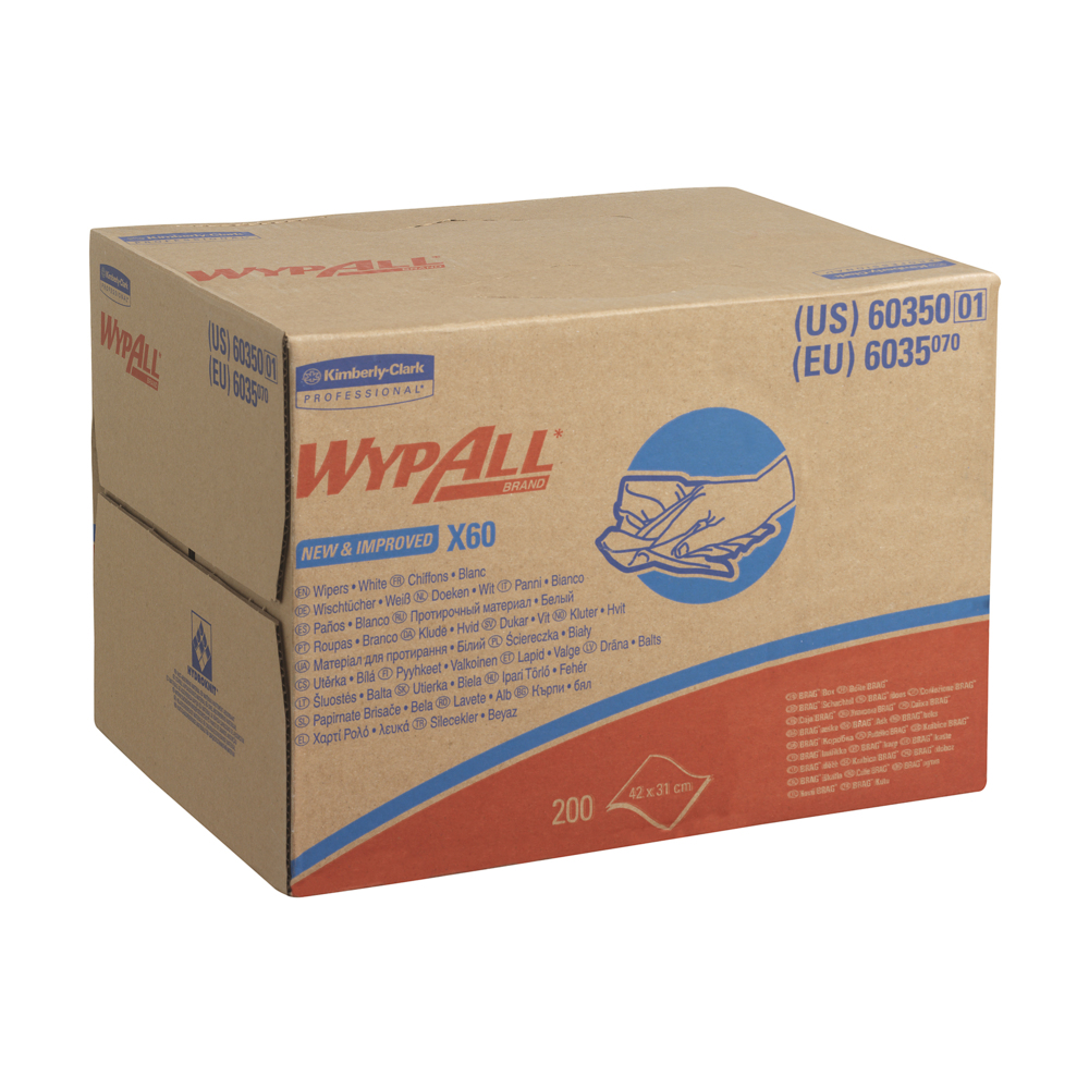 WypAll® X60-Tücher 6035 – 1 BRAG™ Box mit 200 weißen Tüchern - 6035