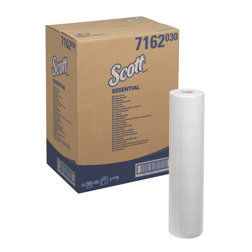 Scott® Essential™ Onderzoeksbankpapier (59 cm) 7162 - 6 rollen x 198 witte, 1-laags vellen - 7162