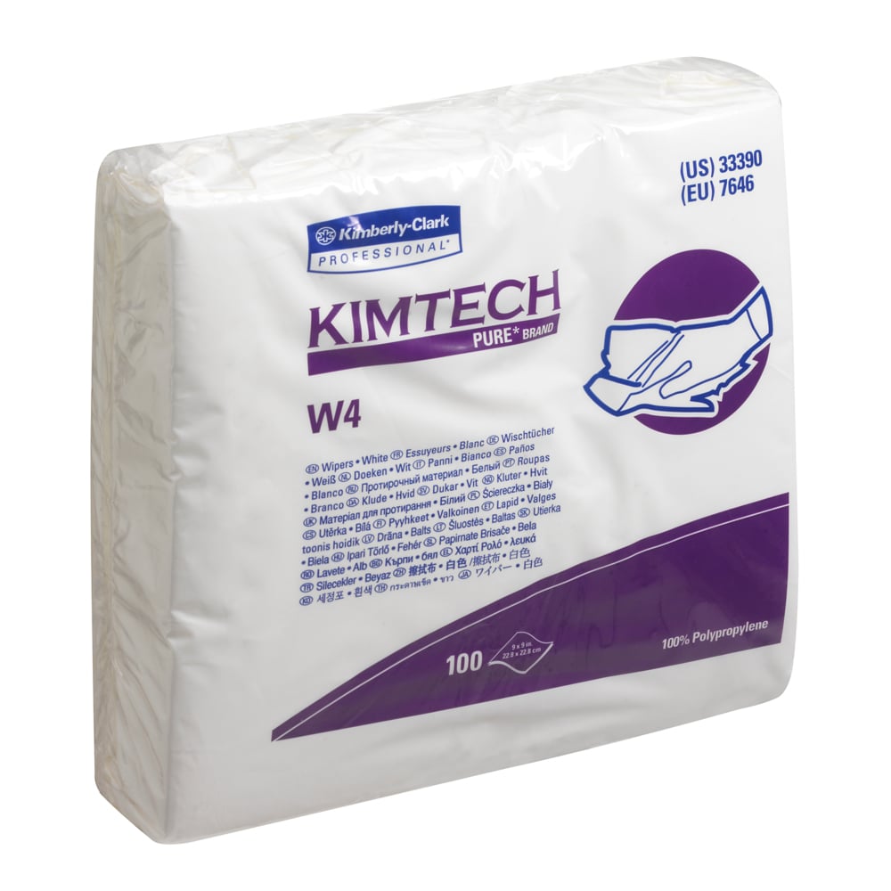 Chiffons W4 Kimtech® 7646 - 5 paquets de 100 chiffons blancs - 7646