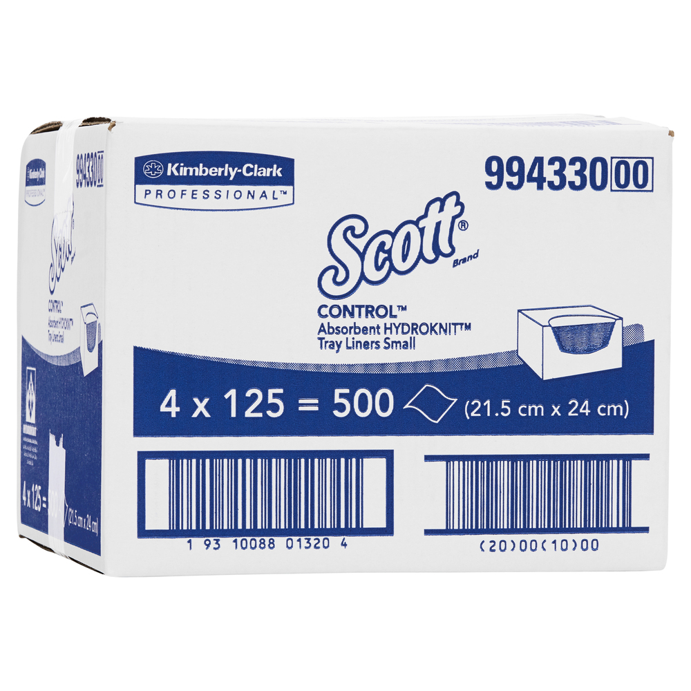 SCOTT® Control Absorbent Hydroknit® Small Tray Liners (994330), White Tray Covers, 4 Packs / Case, 125 Liners / Pack (500 Liners) - S057552012