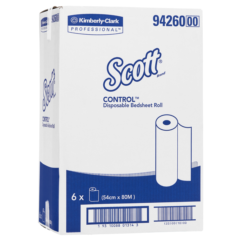SCOTT® Control Disposable Bedsheet Roll (94260), White Bed Cover, 6 Rolls / Case, 80m / Roll (480m) - S057551989