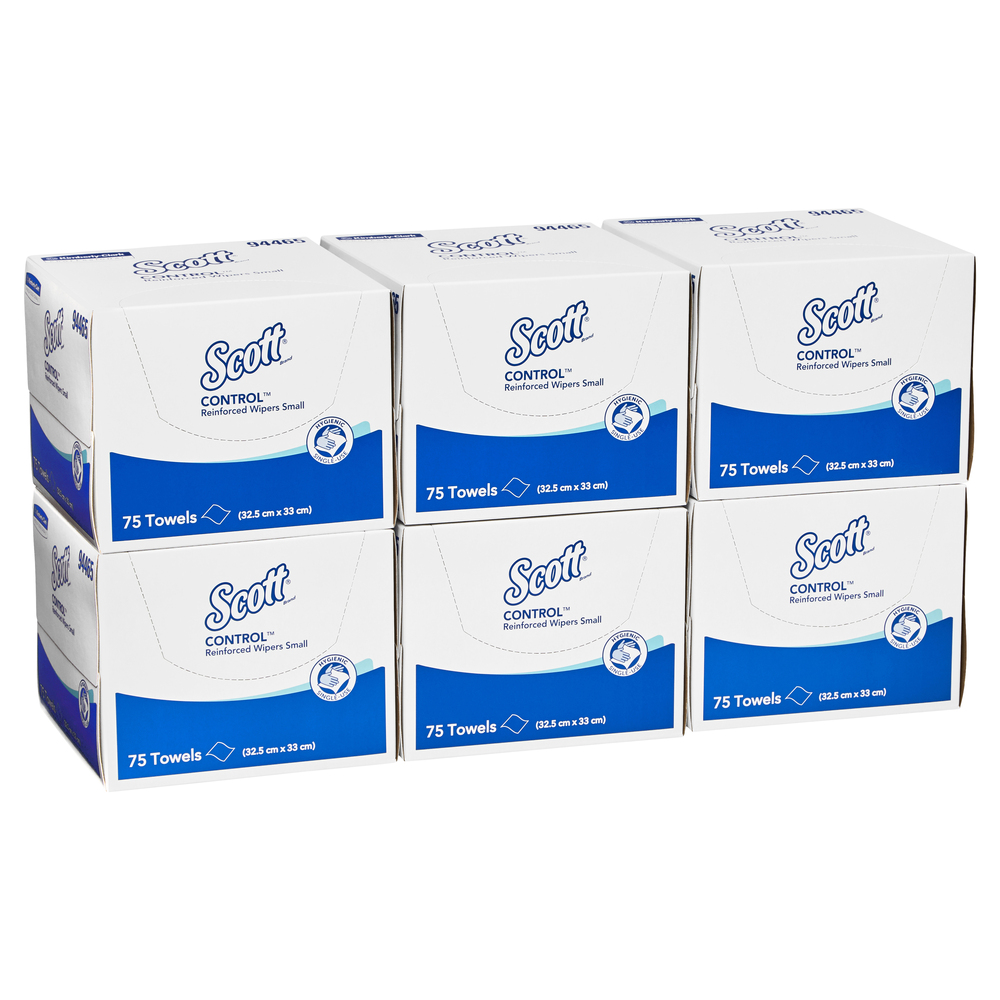 SCOTT® Control Reinforced Small Wipers (94465), White Multi Purpose Wipers, 6 Packs / Case, 75 Wipers / Pack (450 Wipes) - S057551990