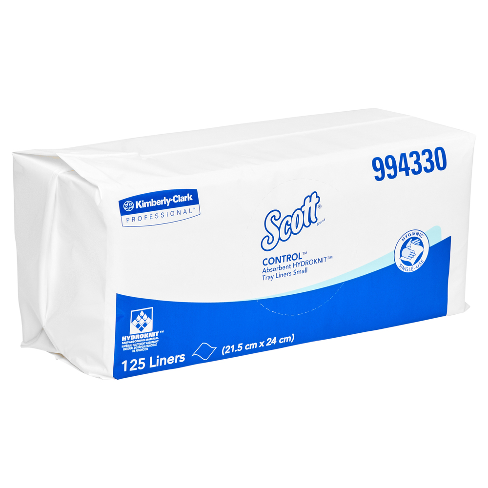 SCOTT® Control Absorbent Hydroknit® Small Tray Liners (994330), White Tray Covers, 4 Packs / Case, 125 Liners / Pack (500 Liners) - S057552012
