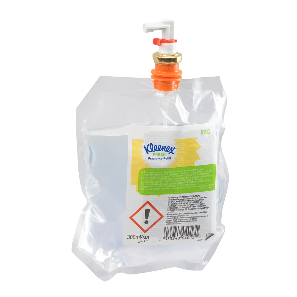 Kleenex® Duft-Lufterfrischer Fresh Nachfüllpackung 6190, farblos, 6 x 300 ml (1.800 ml gesamt) - 6190