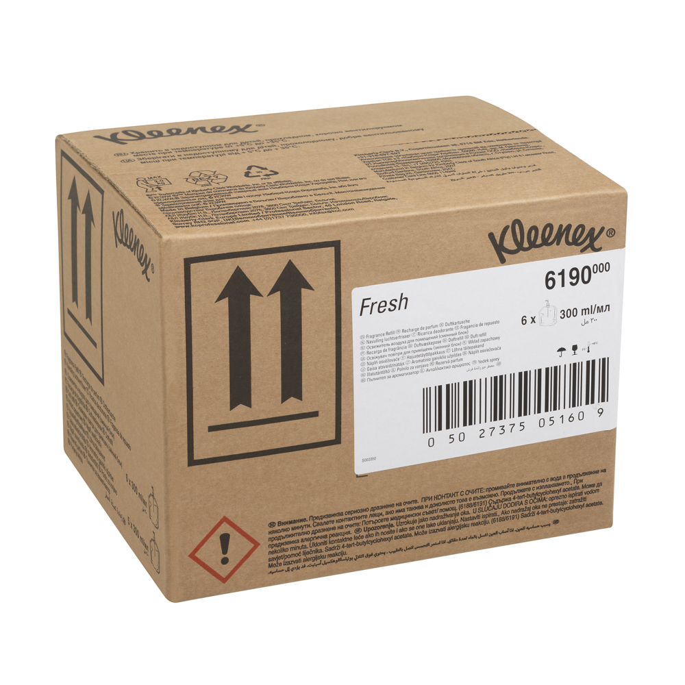Kleenex® Botanics™ Recharge de parfum Fresh 6190, Transparente, 6 x 300 ml (1 800 ml au total) - 6190