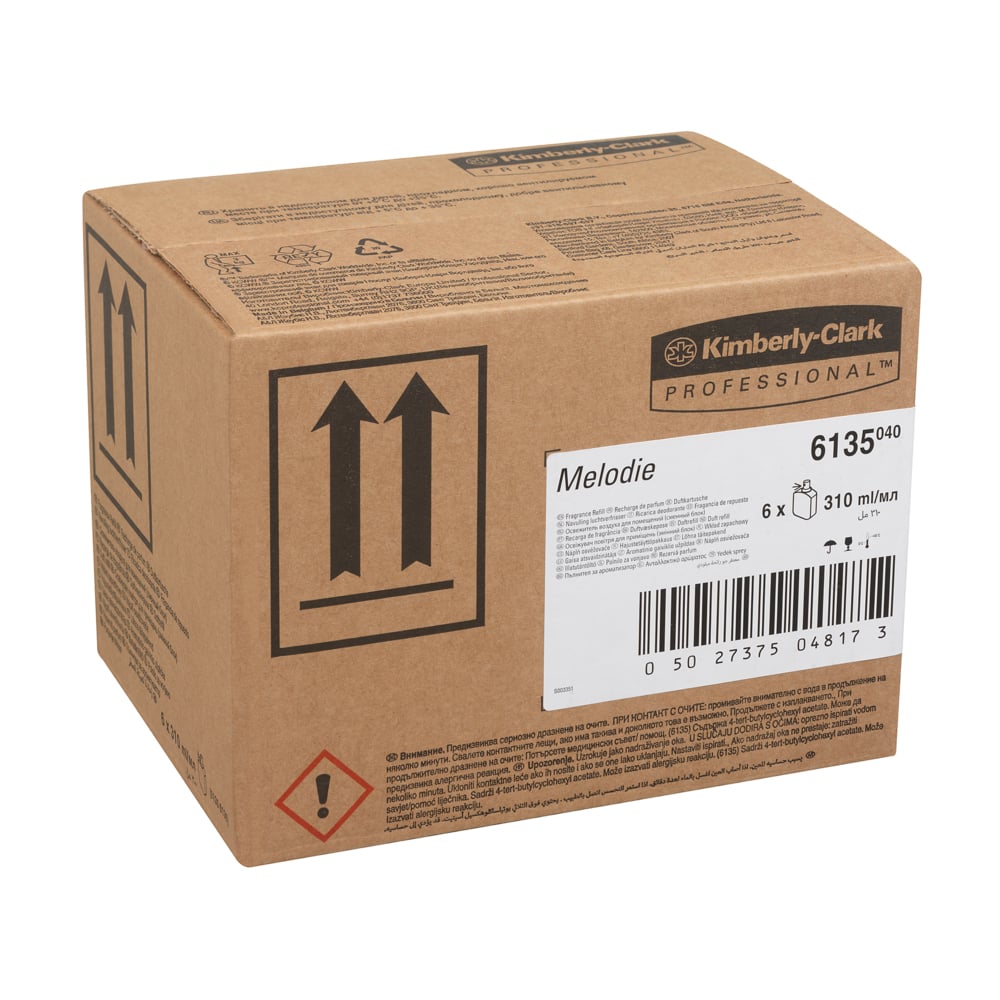 Ricarica deodorante per ambiente Kimberly-Clark Professional™ Melodie 6135, trasparente, 6 x 310 ml (totale 1.860) - 6135