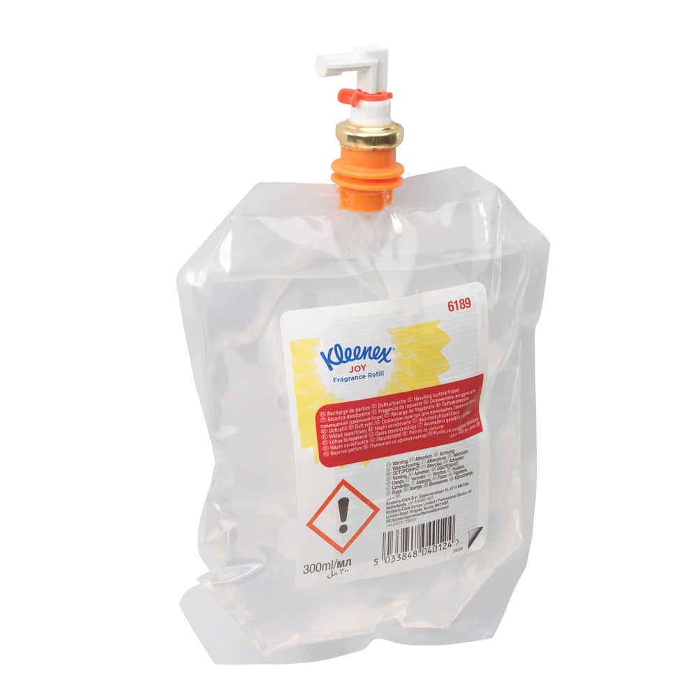 Ricarica deodorante per ambiente Kleenex® Botanics™ profumazione Joy 6189, trasparente, 6 x 300 ml (totale 1.800 ml) - 6189