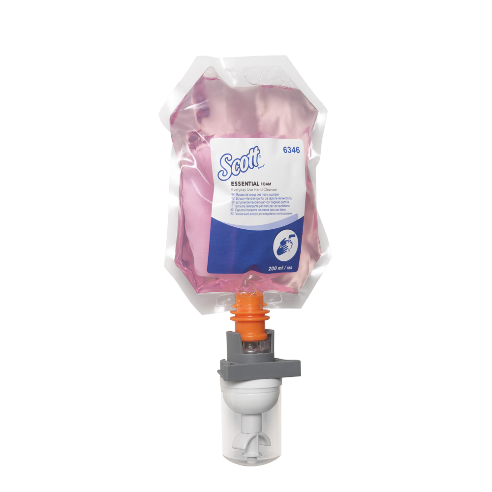 Scott® Essential™ Schaum-Handseife für die tägliche Verwendung 6346 - Seife, rosa - 12 x 200 ml Beutel Schaumseife (2.400ml gesamt) - 6346