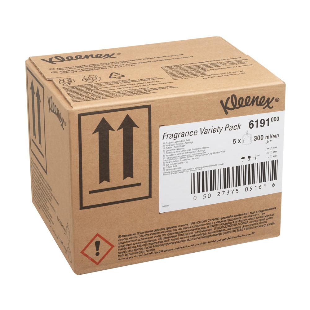 Kleenex® Lufterfrischer in verschiedenen Düften – Nachfüllpackung 6191, transparent, 5 x 300 ml (1.500 ml gesamt) - 6191