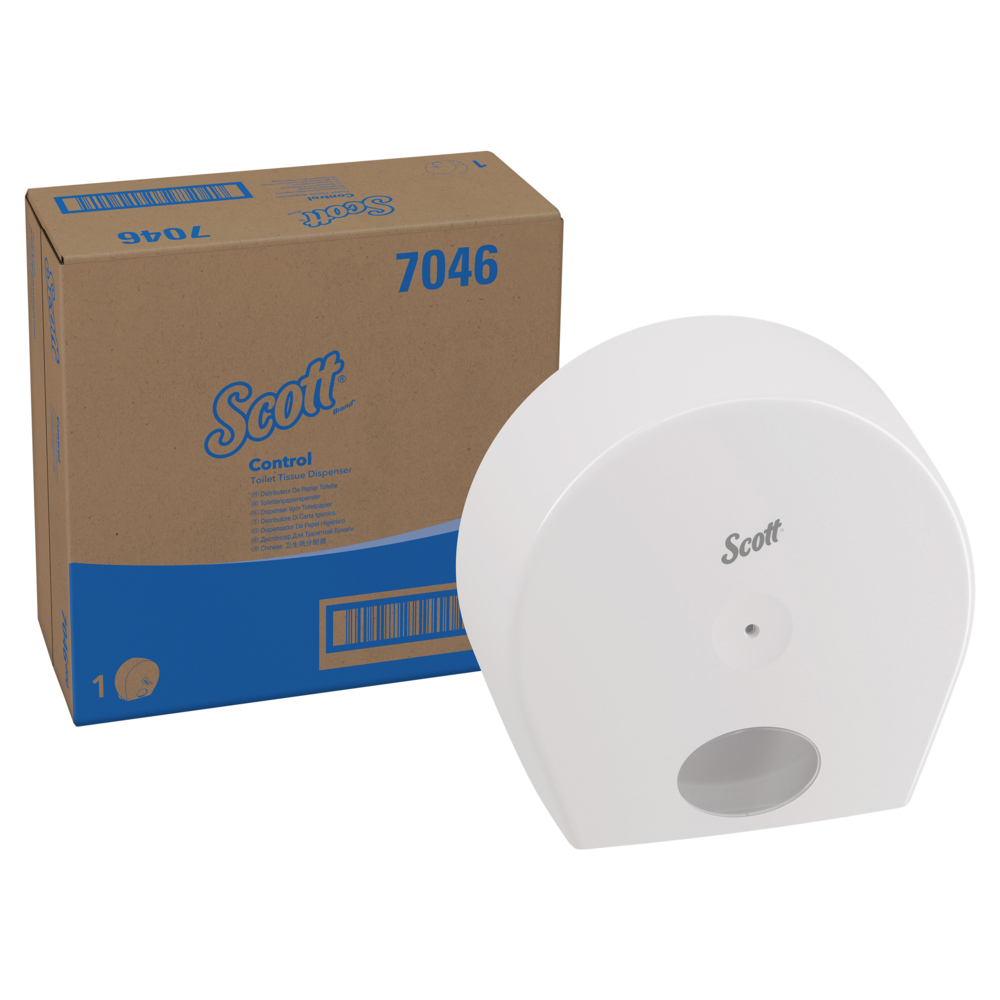 Distributeur de papier toilette Scott® Control™ 7046 - 1 x distributeur blanc de papier toilette en rouleau - 7046