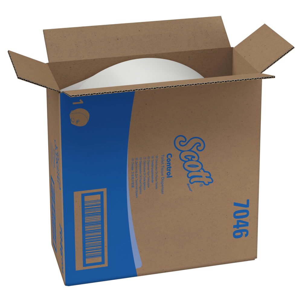 Distributeur de papier toilette Scott® Control™ 7046 - 1 x distributeur blanc de papier toilette en rouleau - 7046