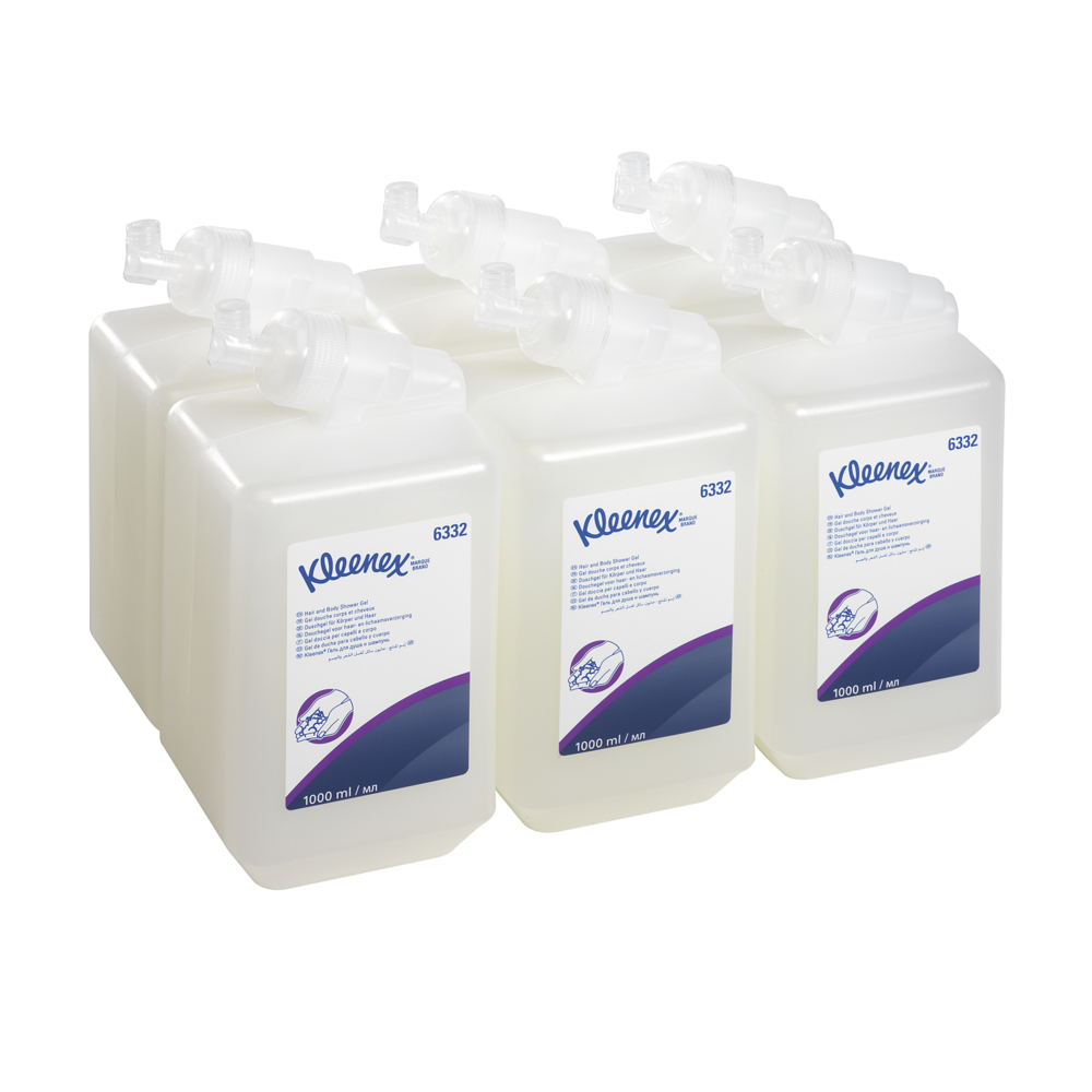 Kleenex® Hair and Body Shower Gel 6332, white, 6 x 1 Ltr (6 Ltr total) - 6332
