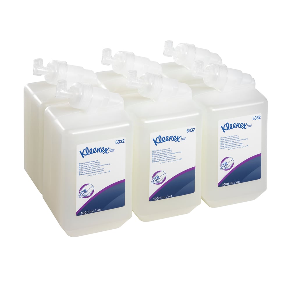 Gel doccia/shampoo Kleenex® 6332, colore bianco, 6 x 1 litro (totale 6 litri) - 6332