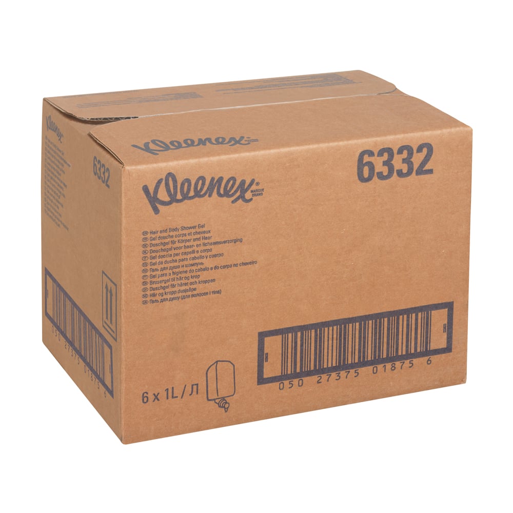 Kleenex® Hair and Body Shower Gel 6332, white, 6 x 1 Ltr (6 Ltr total) - 6332