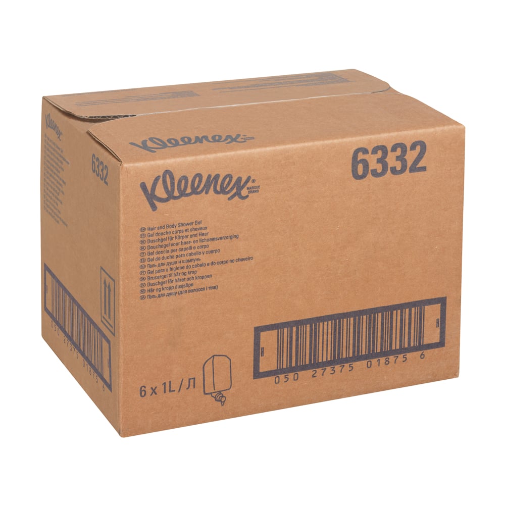 Gel douche corps et cheveux Kleenex® 6332, blanc, 6 x 1 l (6 l au total) - 6332