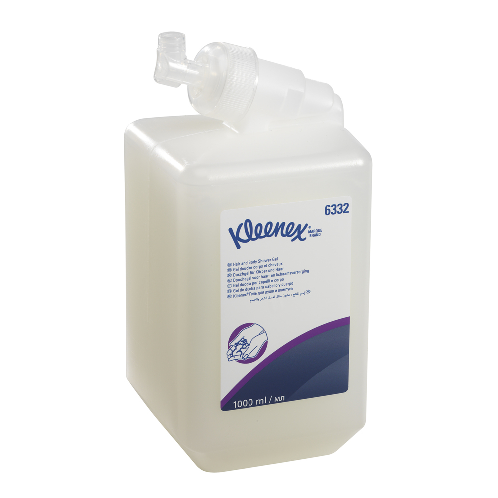 Kleenex® Duschgel für Körper und Haar 6332, weiß, 6 x 1 l (6 l gesamt) - 6332