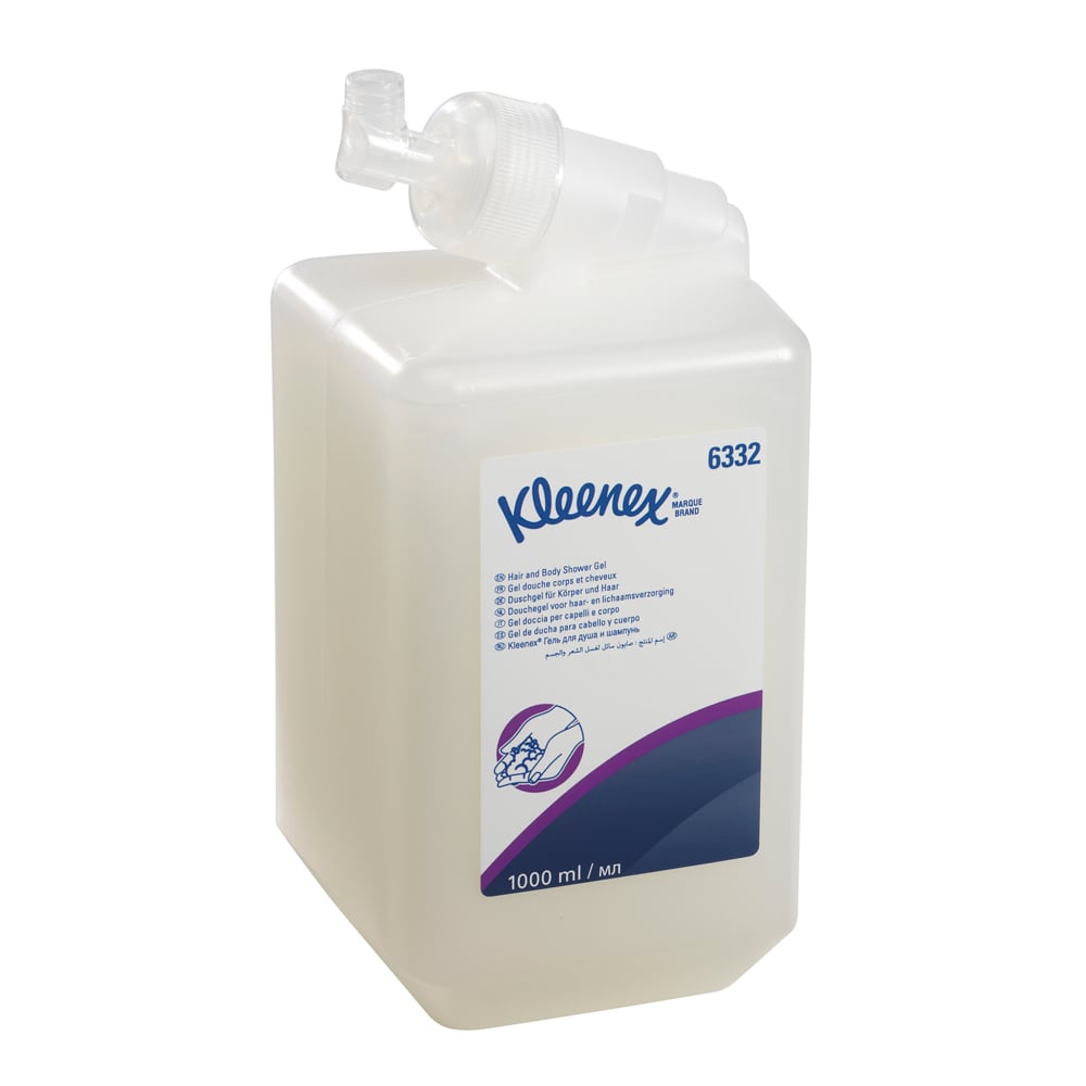 Gel douche corps et cheveux Kleenex® 6332, blanc, 6 x 1 l (6 l au total) - 6332