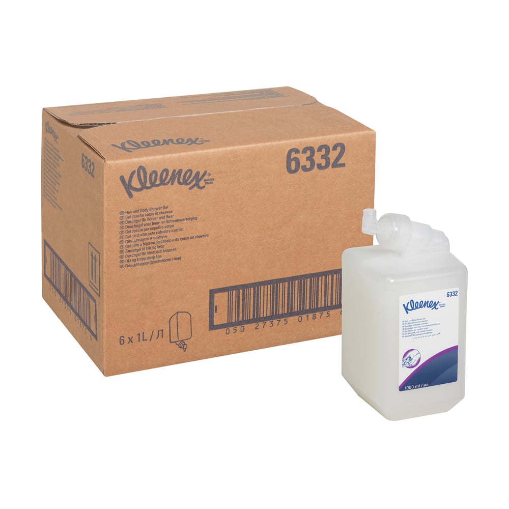 Kleenex® Duschgel für Körper und Haar 6332, weiß, 6 x 1 l (6 l gesamt) - 6332