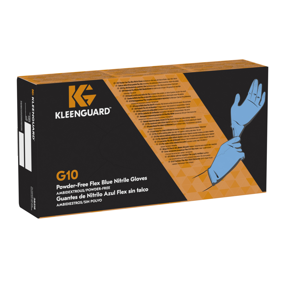 Gants ambidextres KleenGuard® G10 FleX Nitrile 38518 - Bleu, XS, 10 x 100 (1 000 gants) - 38518