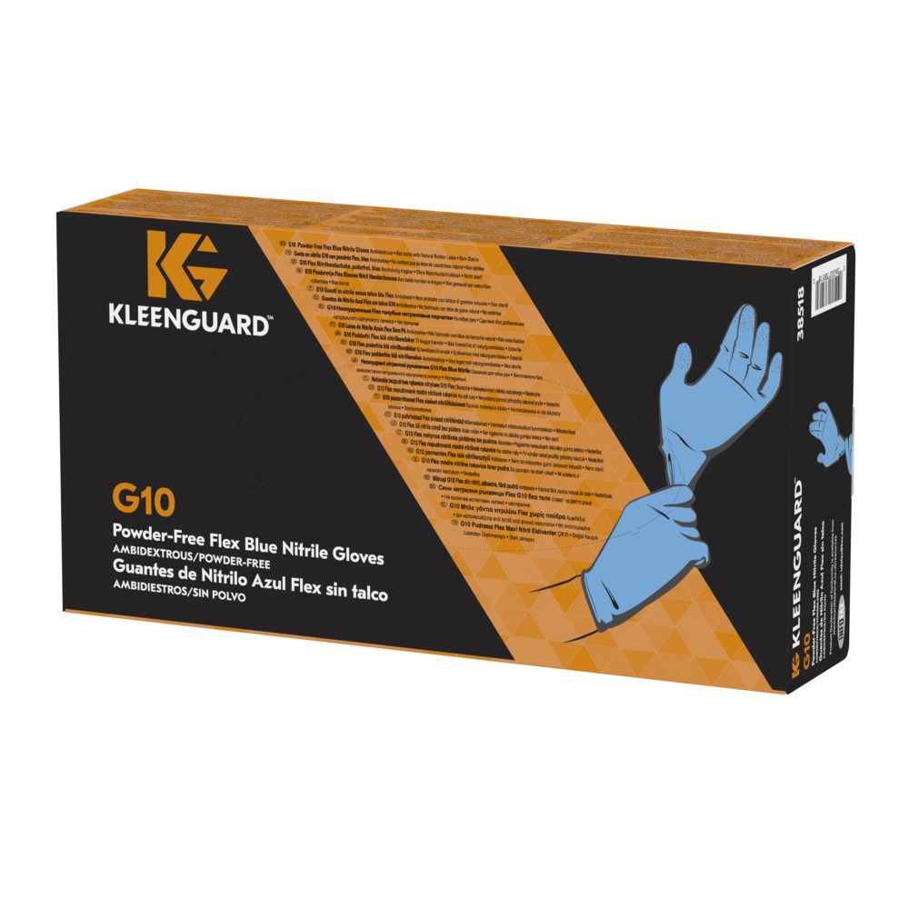 Gants ambidextres KleenGuard® G10 FleX Nitrile 38518 - Bleu, XS, 10 x 100 (1 000 gants) - 38518