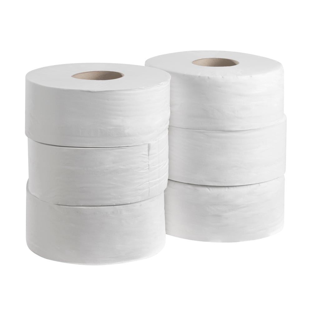 Kleenex® Papier toilette en rouleau Jumbo 8570, 6 rouleaux de 500 feuilles blanches, 2 épaisseurs (1140 m au total) - 8570