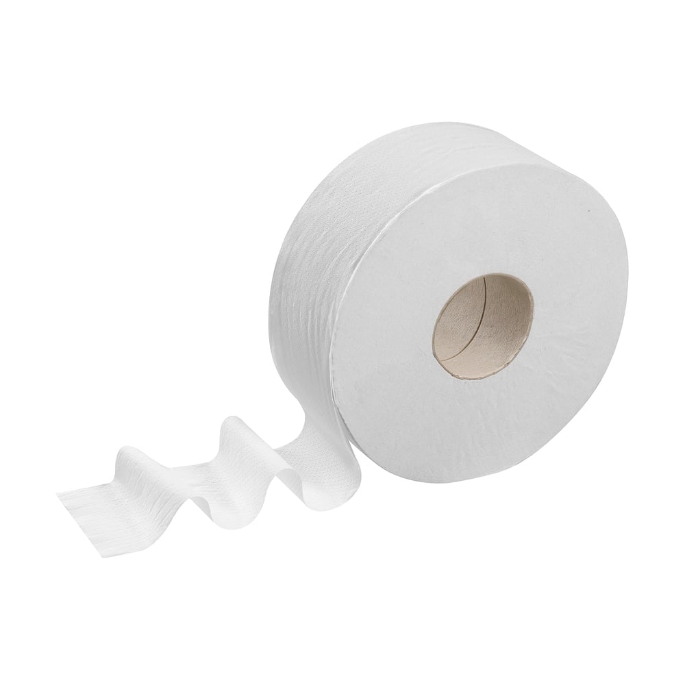 Hostess™ Jumbo Roll Toilet Tissue 8613 - 12 rolls x 1,000 white, 1 ply sheets (4,800 m) - 8613