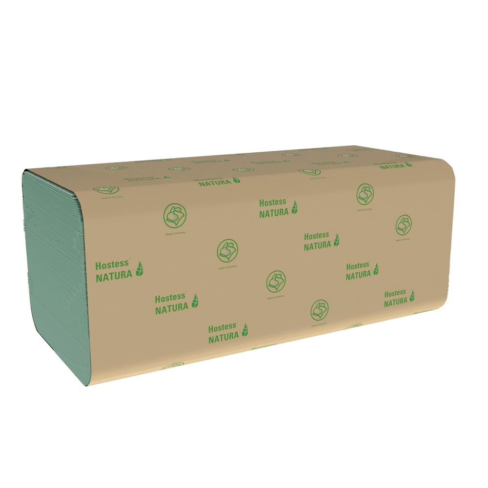 Hostess™ NATURA™ Folded Hand Towels 6019 - Z Fold Paper Towels - 20 Packs x 230 Green Paper Hand Towels (4,600 total) - 6019