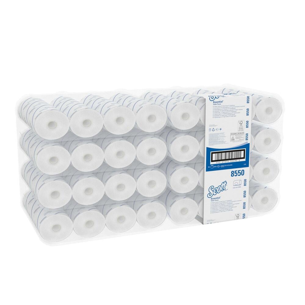Papier toilette en rouleau standard Scott® Essential™ 8550, 96 rouleaux de 210 feuilles blanches, 2 épaisseurs (20 160 feuilles au total) - 8550