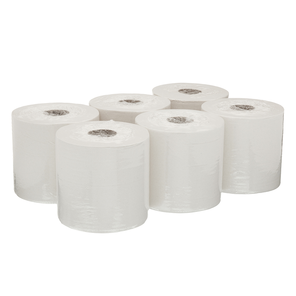 WypAll® Food & Hygiene Wiping Paper L10 Centrefeed for Roll Control™ Dispenser 7490 - 6 rolls x 630 sheets, 1 ply, white - 7490