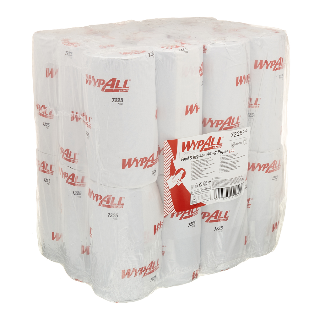 WypAll® Essuyeurs L10 7225 - Nettoyage Hygiène et surfaces alimentaires - 24 x rouleaux de 165 essuyeurs (3960 au total) - 7225