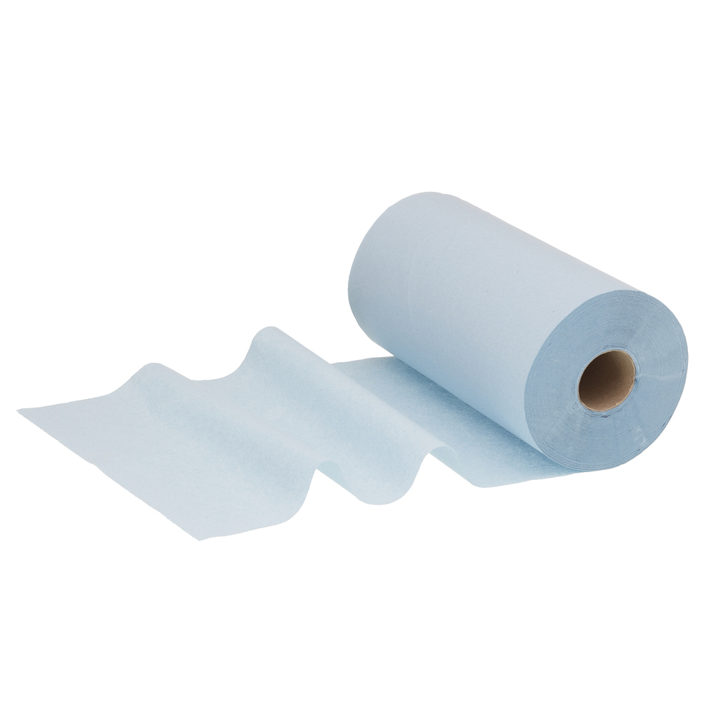 WypAll® L10 Протирочный материал для предприятий общественного питания, код 7225, однослойные салфетки в компактном рулоне синего цвета, 24 рулона x 165 бумажных протирочных материалов (всего 3960 шт.) - 7225