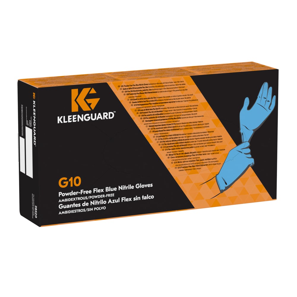 KleenGuard® G10 FleX Beidseitig tragbare Nitrilhandschuhe 38520 – Blau, M, 10x100 (1.000 Handschuhe) - 38520