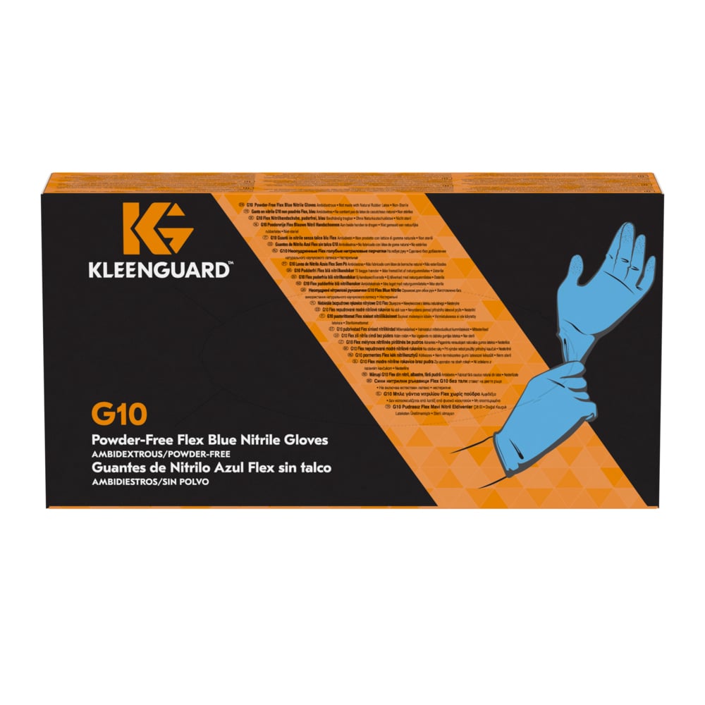 KleenGuard® G10 FleX Beidseitig tragbare Nitrilhandschuhe 38520 – Blau, M, 10x100 (1.000 Handschuhe) - 38520