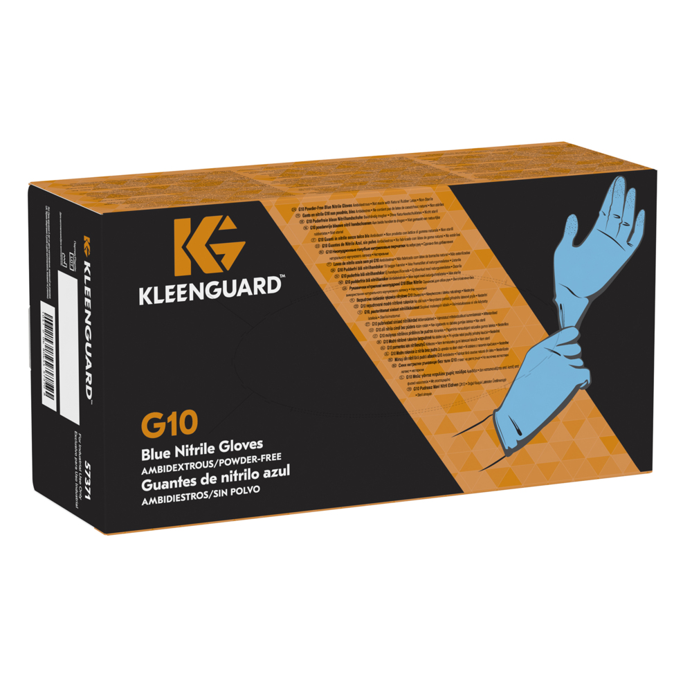 KleenGuard® G10 Nitrile Ambidextrous Gloves 57371 - Blue, S, 10x100 (1,000 gloves) - 57371