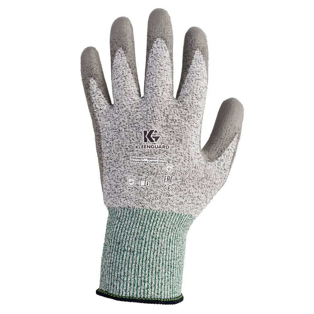 KleenGuard® G60 Endurapro™ Medium Duty Polyurethane Coated Gloves 13826 - Grey, 10, 1x12 pairs (24 gloves) - 13826