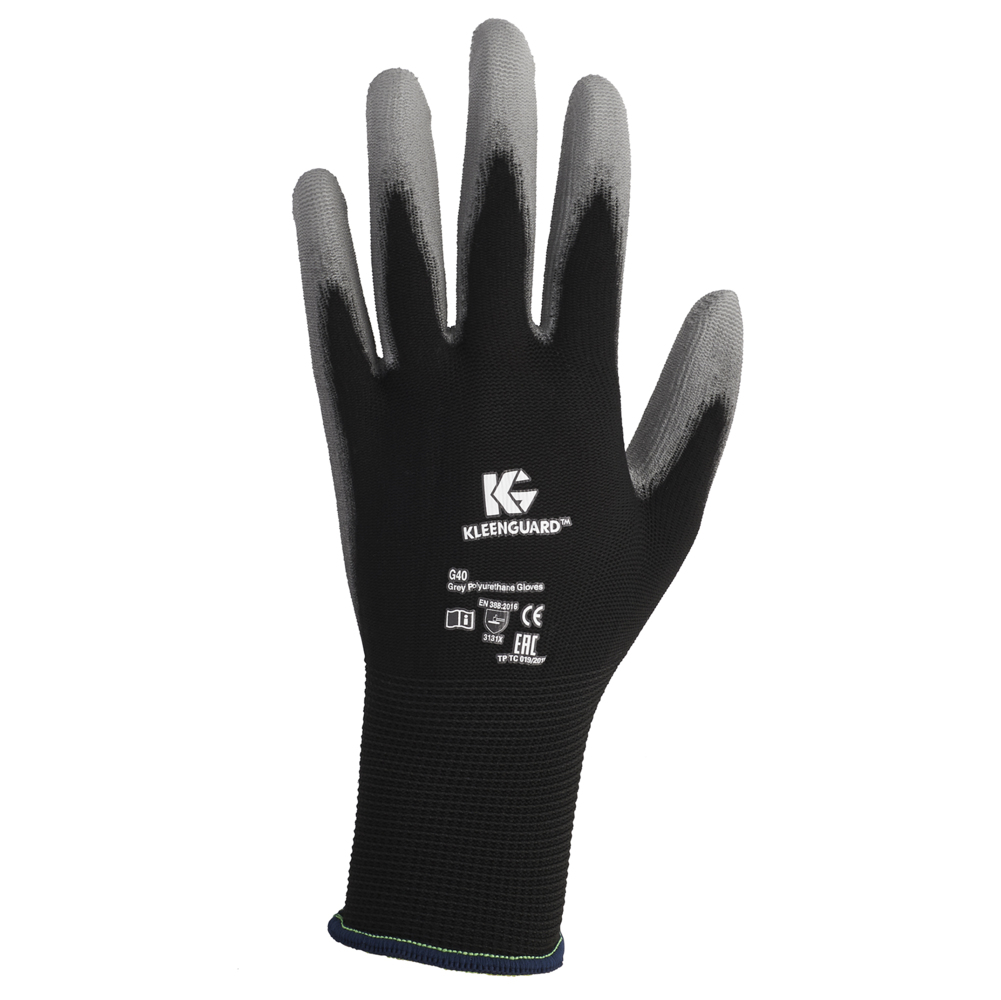 Gants de forme anatomique KleenGuard® G40 avec revêtement polyuréthane 38729 - Gris, taille 10, 5 x 12 paires (120 gants) - 38729