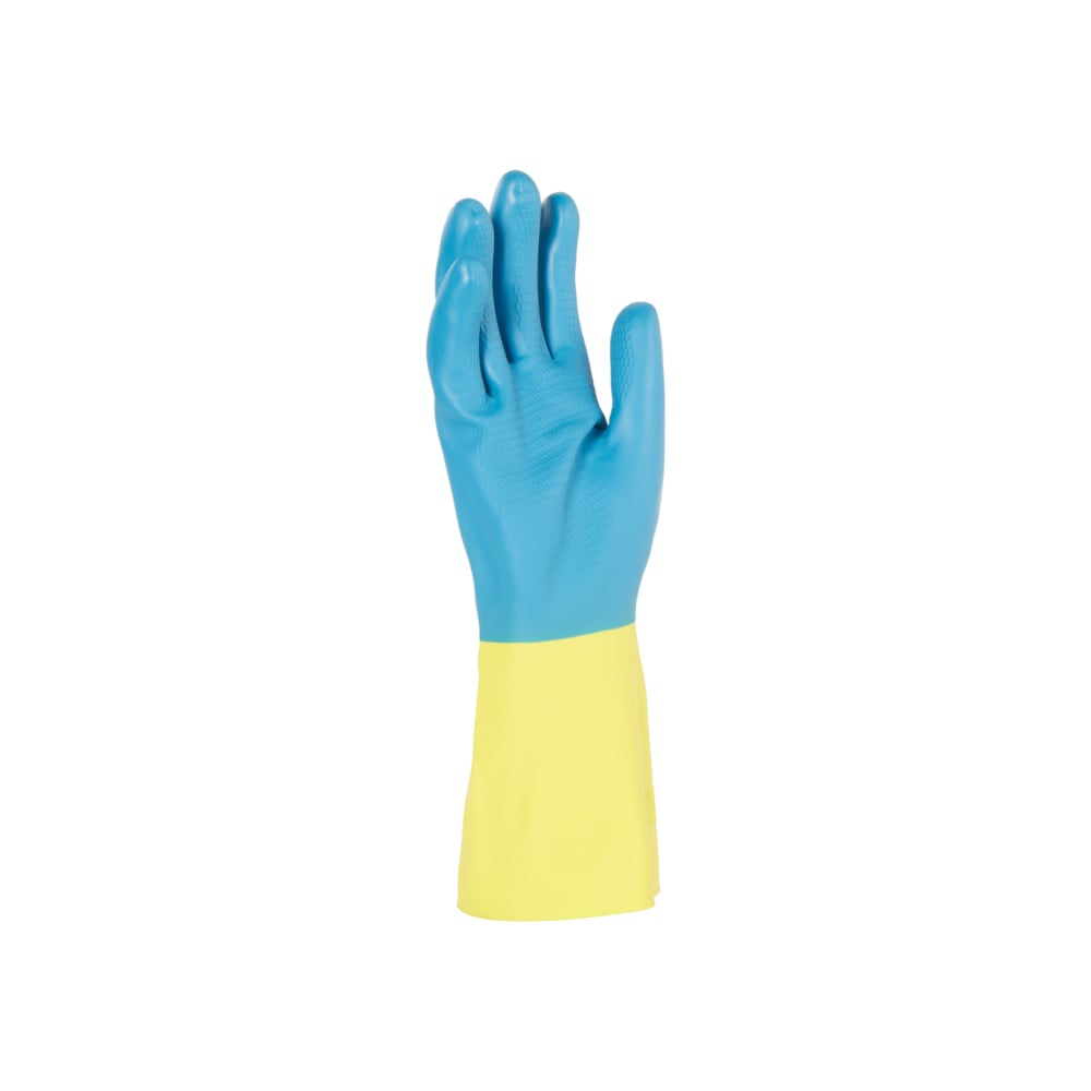 Gants de forme anatomique KleenGuard® G80 Néoprène résistants aux produits chimiques 38741 - Jaune et bleu, taille 7, 5 x 12 paires (120 gants) - 38741
