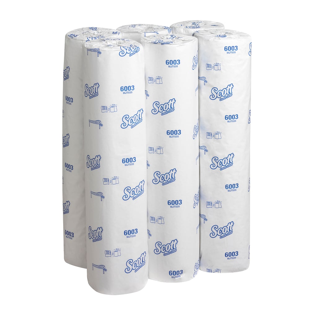 Drap d'examen Scott® Extra (51W) 6003 - 6 rouleaux de 130 formats blancs, 2 épaisseurs - 6003